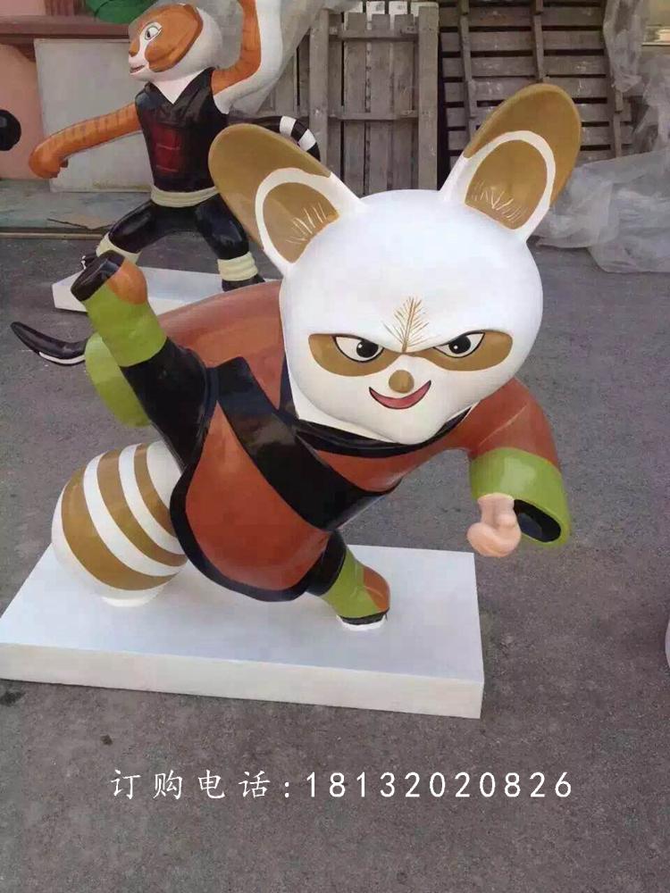 玻璃鋼功夫熊貓雕塑，卡通動物雕塑 (1)