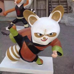 玻璃鋼功夫熊貓雕塑，卡通動物雕塑