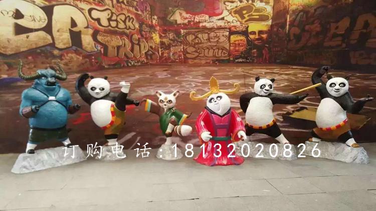 玻璃鋼功夫熊貓雕塑，卡通動物雕塑 (2)