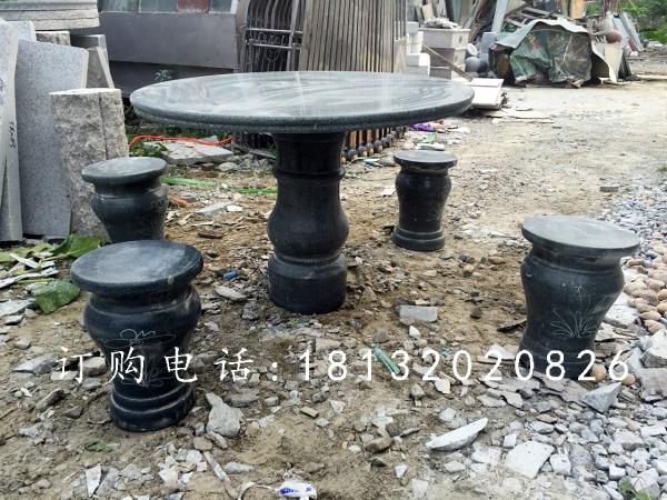 黑色石桌椅，公園桌椅石雕
