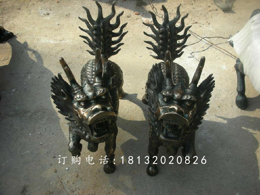 麒麟銅雕,小型青銅麒麟