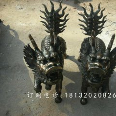 麒麟銅雕，小型青銅麒麟