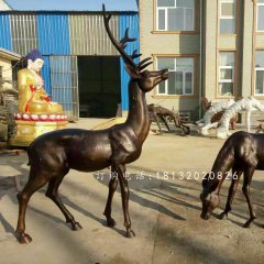 銅鹿雕塑，公園動物銅雕