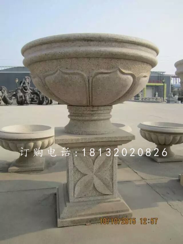 公園花盆雕塑,景觀花盆石雕
