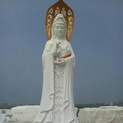 漢白玉立式佛像雕塑，石雕觀音菩薩