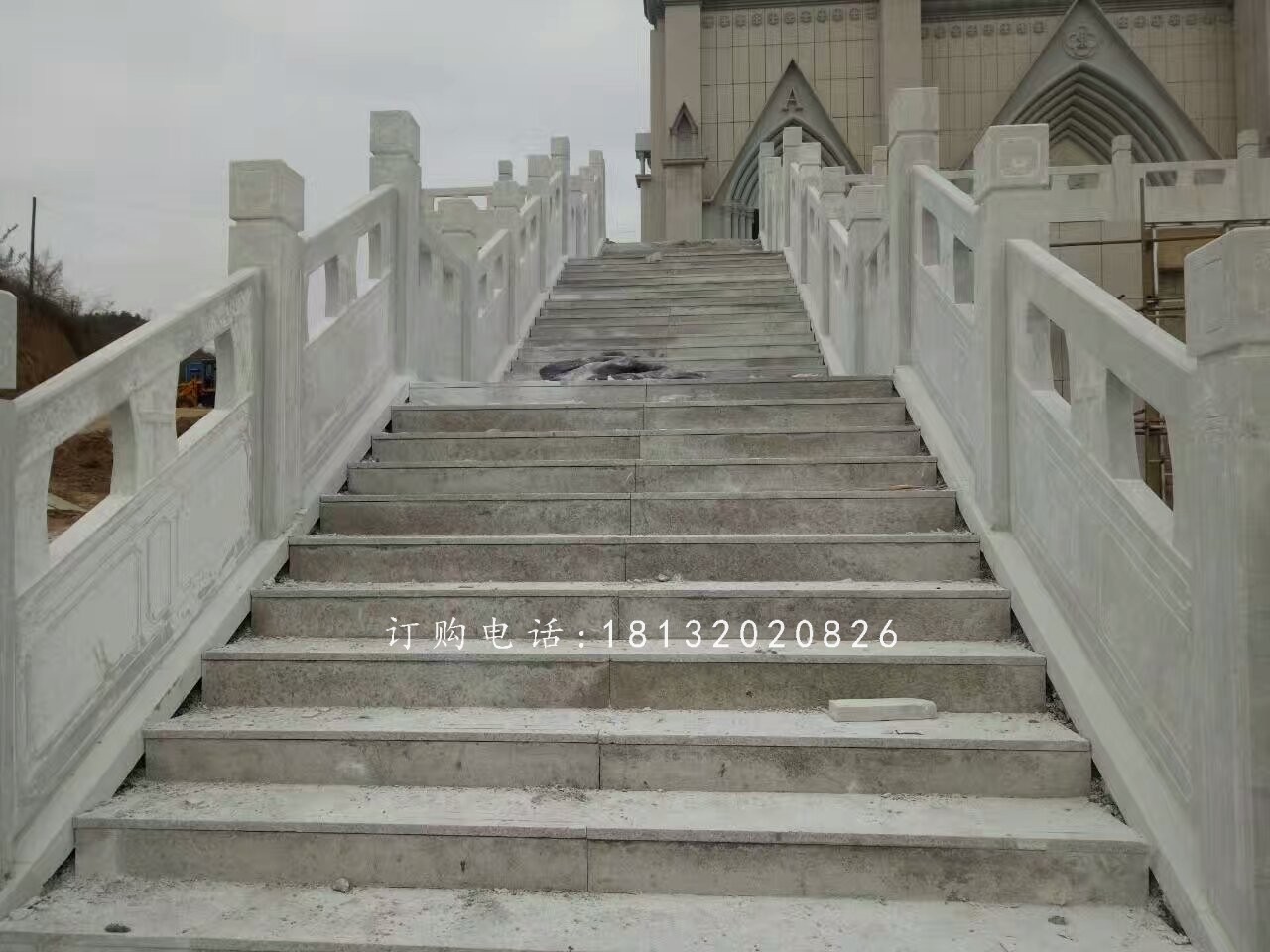 教堂石欄板雕塑，漢白玉欄板石雕 (2)