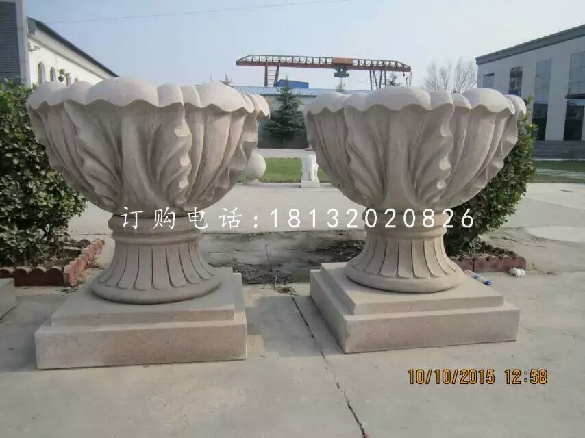 景觀花盆雕塑，歐式花盆石雕