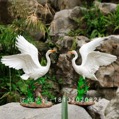 玻璃鋼白鷺雕塑，玻璃鋼仿真動物