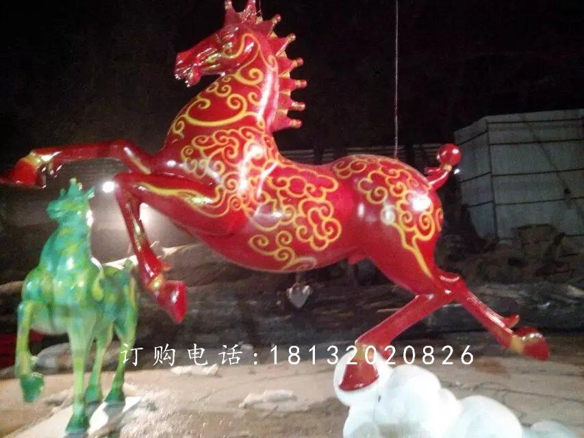 彩繪奔馬雕塑，廣場玻璃鋼雕塑 (3)