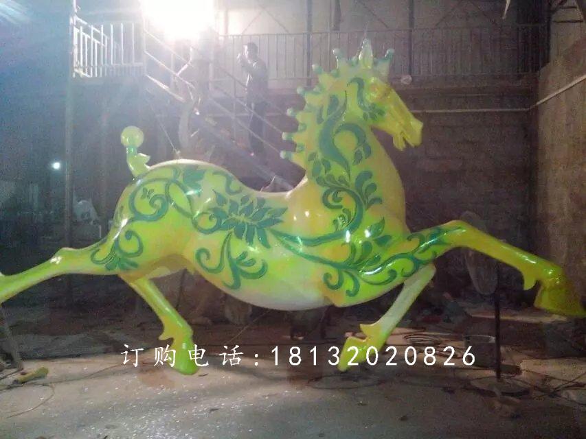 彩繪奔馬雕塑，廣場玻璃鋼雕塑 (4)