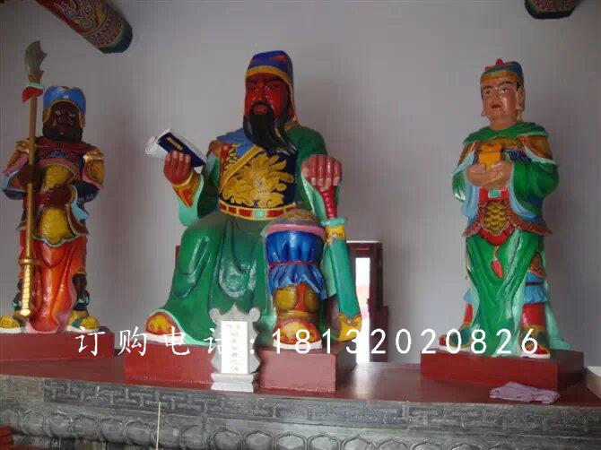 玻璃鋼關(guān)公讀春秋雕塑，玻璃鋼彩繪關(guān)公