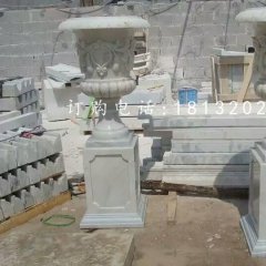 小區(qū)石花缽雕塑，歐式花盆石雕