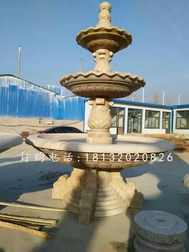 三層石噴泉雕塑，小區(qū)噴泉石雕