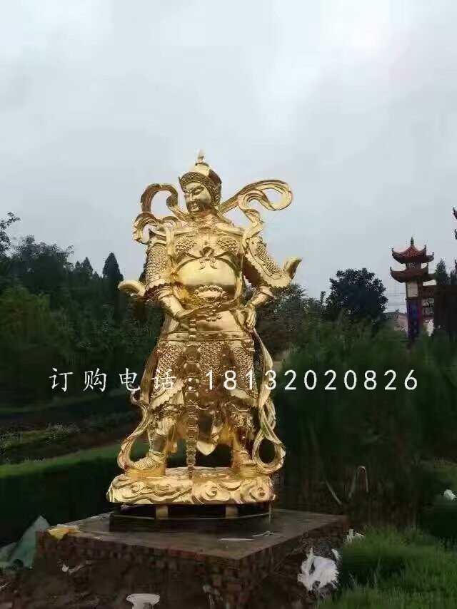 韋陀銅雕，貼金菩薩雕塑