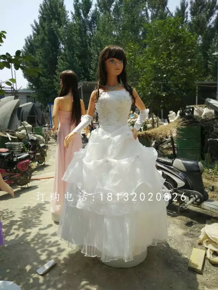 穿婚紗女孩雕塑，玻璃鋼人物雕塑