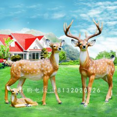 梅花小鹿雕塑，公園玻璃鋼動物雕塑