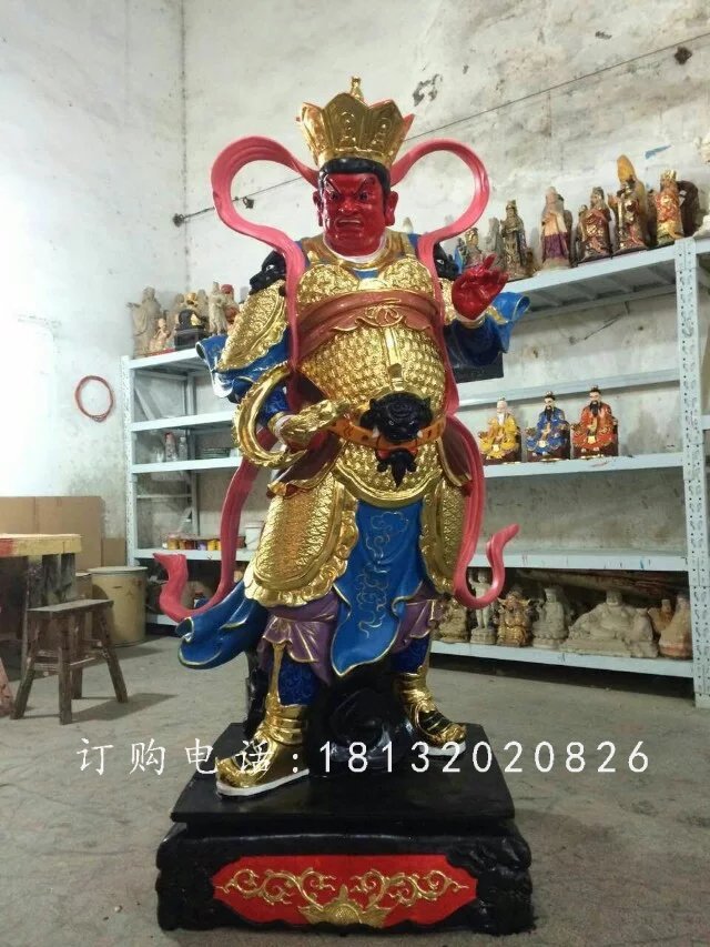 四大天王雕塑，玻璃鋼彩繪雕塑 (2)