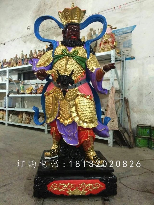 四大天王雕塑，玻璃鋼彩繪雕塑 (1)