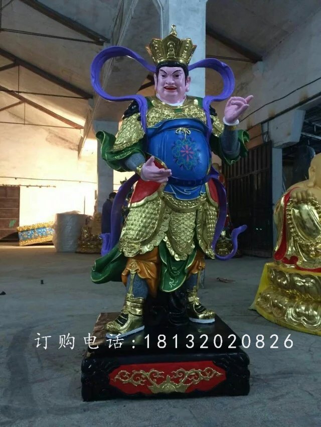 四大天王雕塑，玻璃鋼彩繪雕塑 (3)