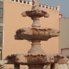 晚霞紅噴泉石雕，小象噴泉石雕