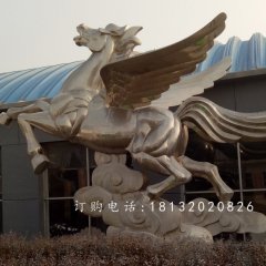 不銹鋼飛馬雕塑，馬踏祥云雕塑