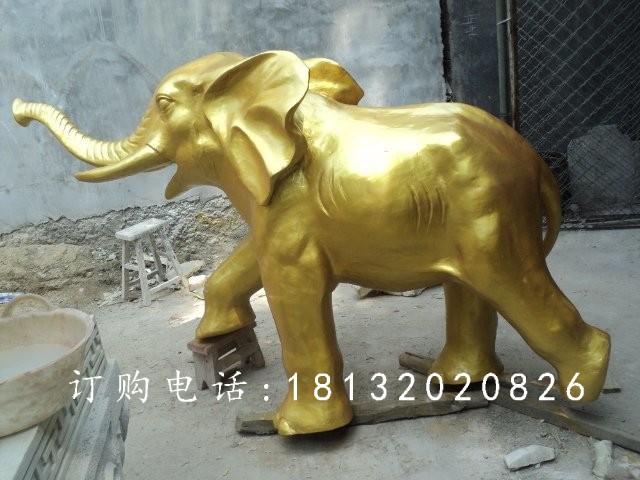 玻璃鋼仿銅大象雕塑，廣場動(dòng)物雕塑 (1)