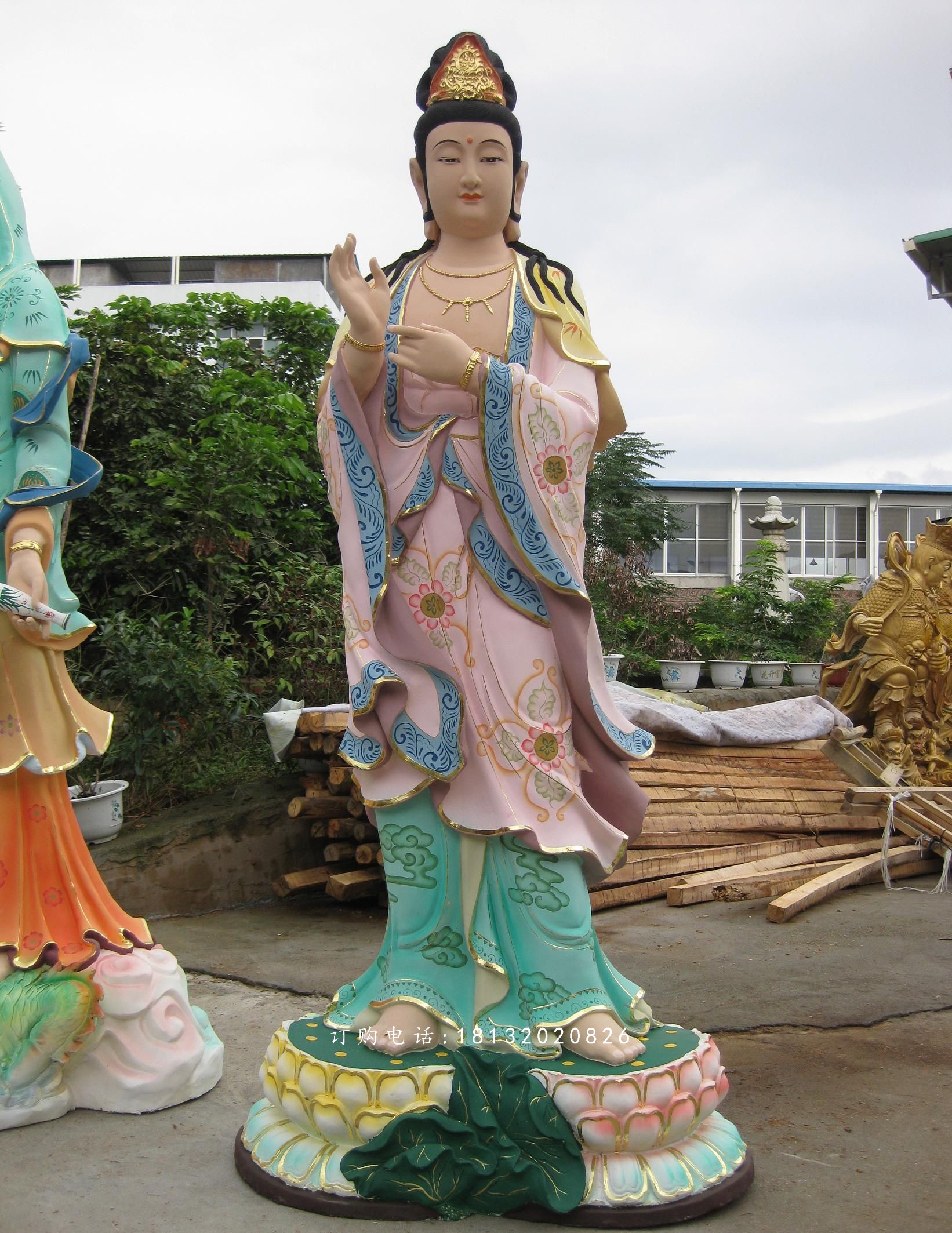 觀音菩薩雕塑,玻璃鋼彩繪佛像