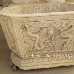 方形水缸石雕，公園景觀石雕