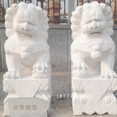 漢白玉獅子石雕，門口獅子石雕