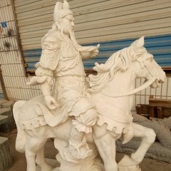 關(guān)公騎馬石雕，大理石關(guān)公雕塑