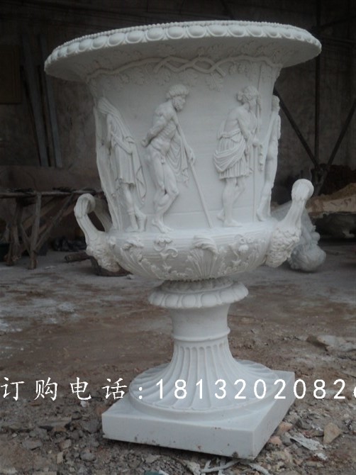 歐式花缽雕塑，玻璃鋼花盆雕塑