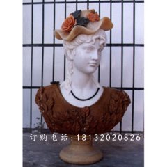 西方美女胸像雕塑，漢白玉人物石雕
