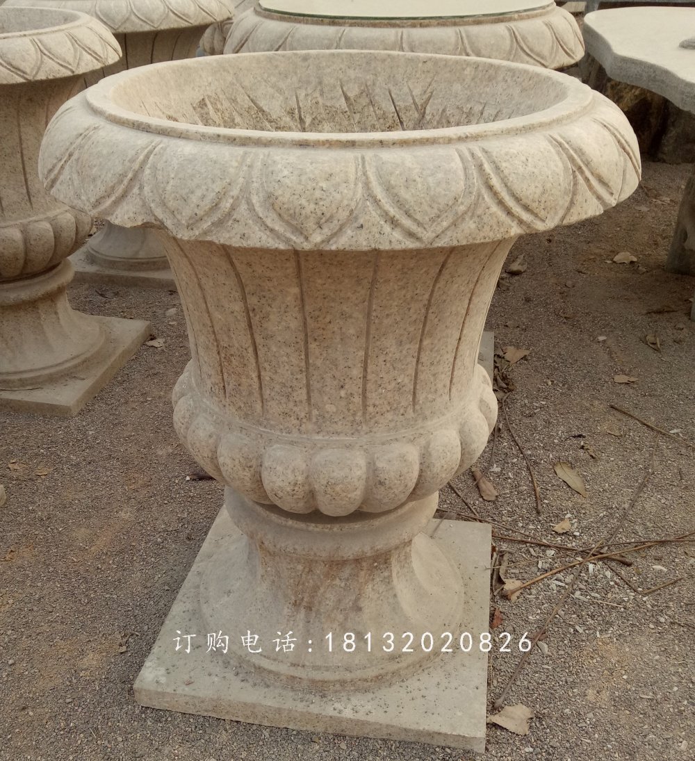 砂巖花盆，公園花盆石雕