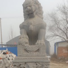 青石獅子石雕，仿古戲球獅石雕