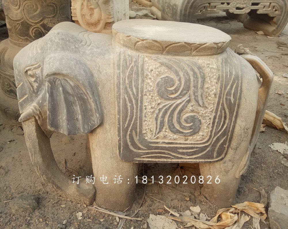 大象石凳，仿古石凳，仿古石雕