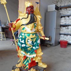 持刀關(guān)公雕塑，玻璃鋼彩繪關(guān)公雕塑