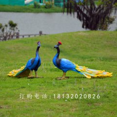 藍(lán)孔雀雕塑，玻璃鋼仿真孔雀雕塑