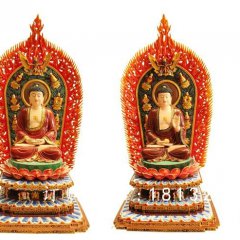 三寶佛雕塑，玻璃鋼坐式佛像