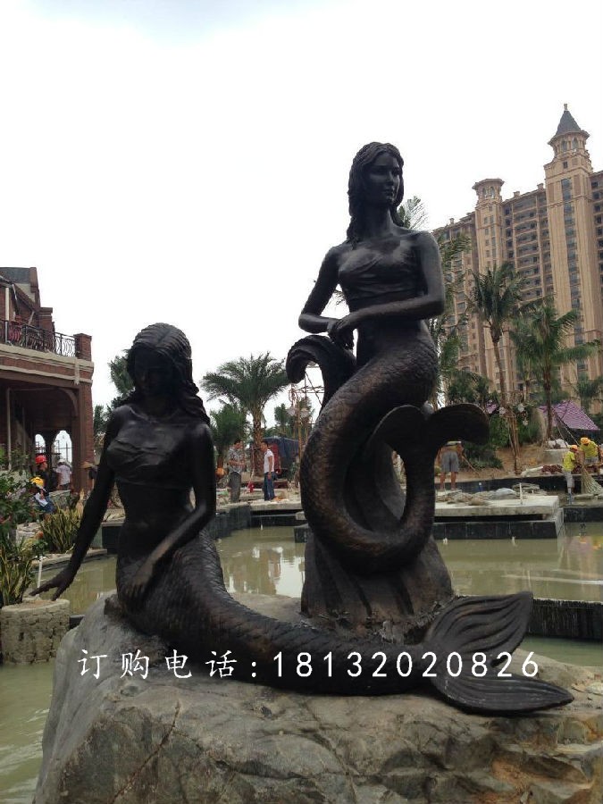 美人魚(yú)銅雕，別墅區(qū)景觀銅雕