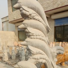 海豚石雕，公園動物石雕