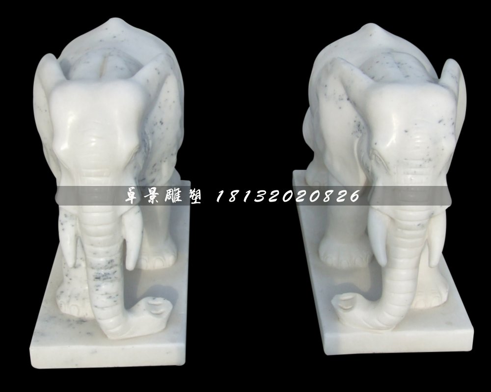 小象石雕，大理石小象雕塑
