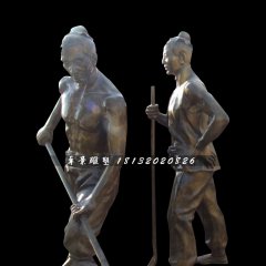 古代人干農(nóng)活銅雕，公園景觀銅雕