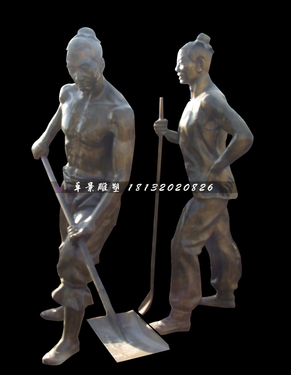 古代人干農(nóng)活銅雕，公園景觀銅雕 (2)