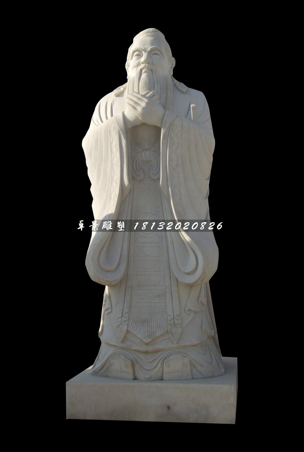 先師孔子石雕，校園大理石人物雕塑