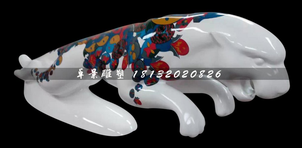 玻璃鋼豹子雕塑，玻璃鋼彩繪雕塑 (1)