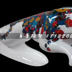 玻璃鋼豹子雕塑，玻璃鋼彩繪雕塑