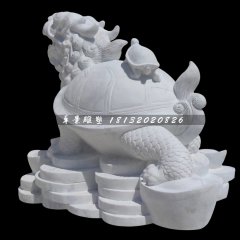 龍龜石雕，漢白玉招財龍龜?shù)袼? width=