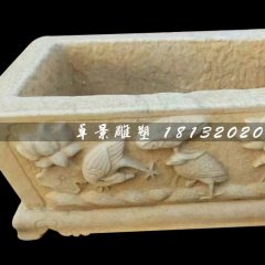 石雕水盆，方形水槽石雕