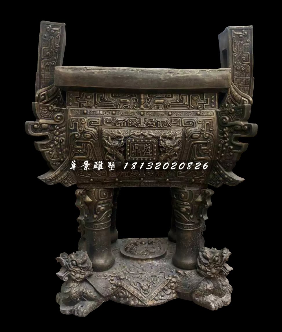 銅鼎，四足銅鼎,廣場(chǎng)銅鼎雕塑 (1)