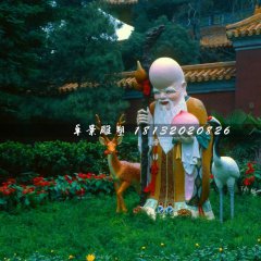 老壽星雕塑，玻璃鋼彩繪神仙雕塑